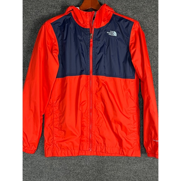 The North Face Boys DryVent Hooded Windbreaker Jacket Orange Navy XL 18 20 - Picture 6 of 12
